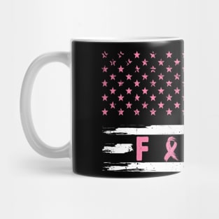 Breast Cancer Awareness American Flag Distressed Mug